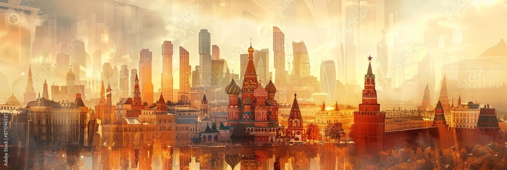 Moscow Examples Visual Captivating Moscow:A Double Exposure Portrayal of Russia's Grandeur and ...
