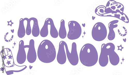 Maid of Honor Purple Cowgirl Wedding Graphic
