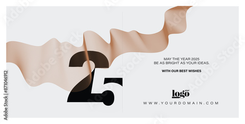 2025 logo and premium wish card with leaf style. Happy new Year.