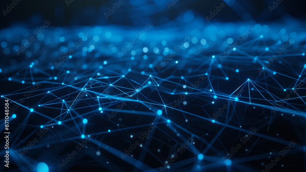 Digital Constellation: Glowing Blue Nodes on a Dark Blue Canvas Digital Constellation: Glowing Blue Nodes on a Dark Blue Canvas