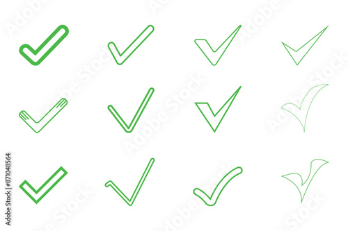  Green tick mark icon vector style bundle file