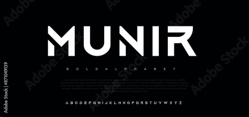 Munir Modern abstract digital alphabet font minimal technology typography creative urban sport fashion