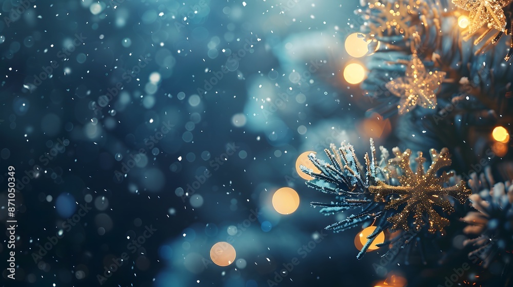 Winter snow evening landscape with decorated christmas trees in the forest. Winter snow evening landscape with decorated christmas trees in the forest.