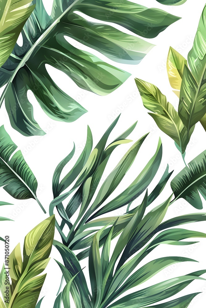 custom made wallpaper toronto digitalBeautiful seamless vector water color Leaf pattern, spring summer background, jungle leaf, Exotic wallpaper,