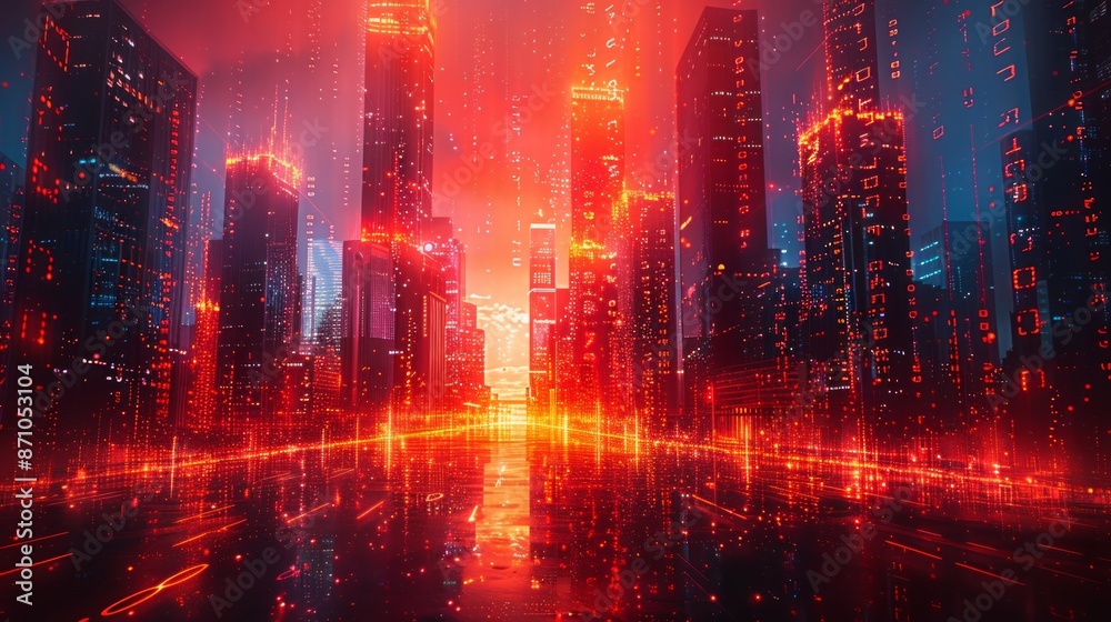 Night city abstract background, Futuristic background technology. Generative AI illustration Night city abstract background, Futuristic background technology. Generative AI illustration