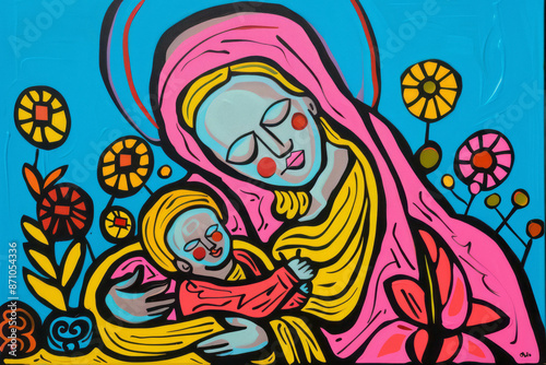 Mother of God with Infant Jesus. Generative AI