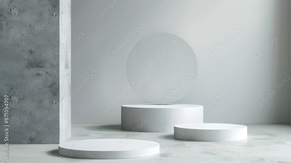 Fototapeta premium white stone arch white color podium stand for product sample mockups
