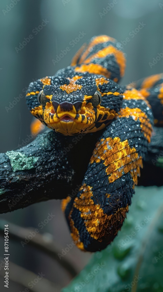 Obraz premium snake with yellow and black markings on its body