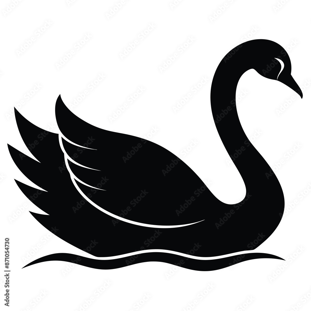 Obraz premium black swan silhouette vector illustration