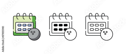 Bowling Shedule icons vector set stock illustration