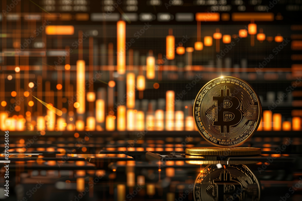 Cryptocurrency with stock market chart background. Cryptocurrency with stock market chart background.