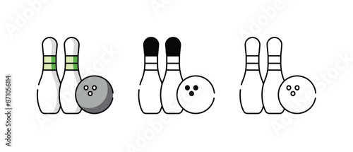 Bowling icons vector set stock illustration