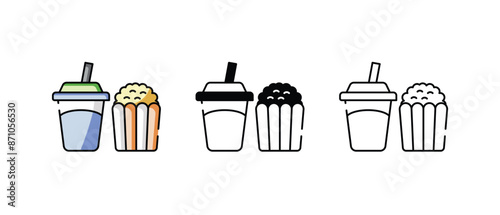 Bowling Snack Bar icons vector set stock illustration