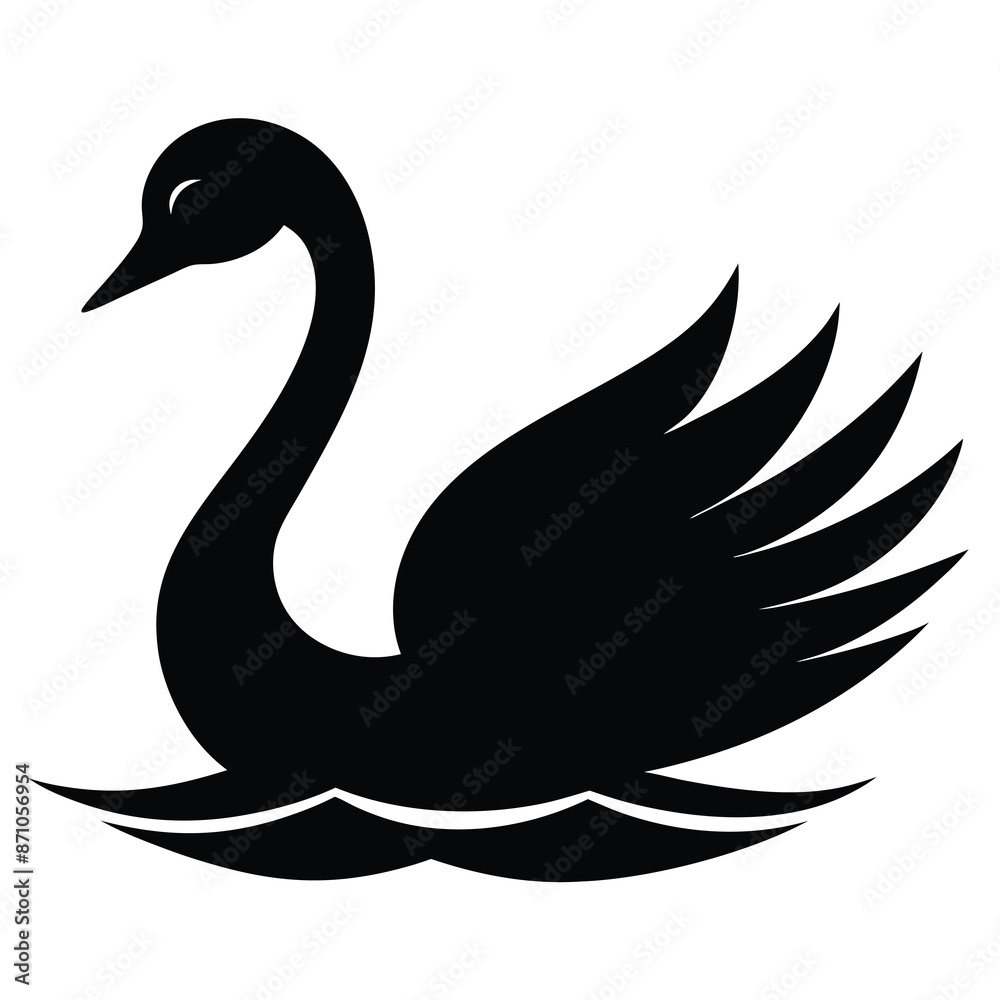 Obraz premium black swan silhouette vector illustration