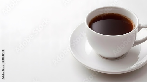 A cup of coffee with copy space isolated on white backgroud