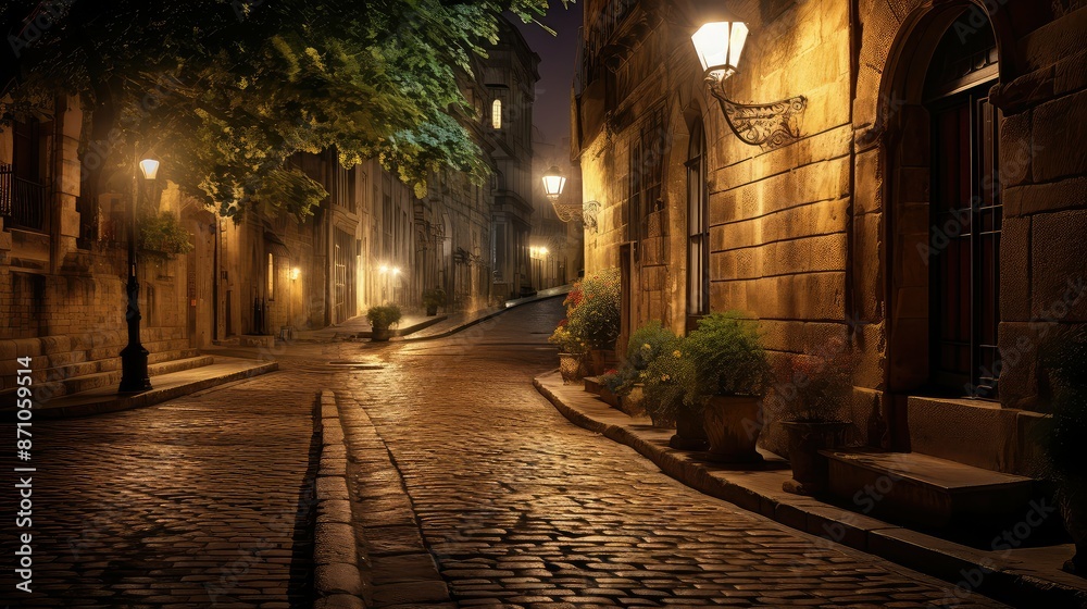 Obraz premium streetlamps light on path