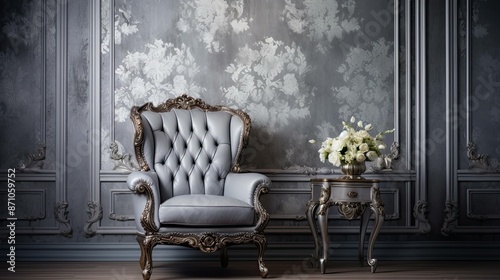 vintage silver damask