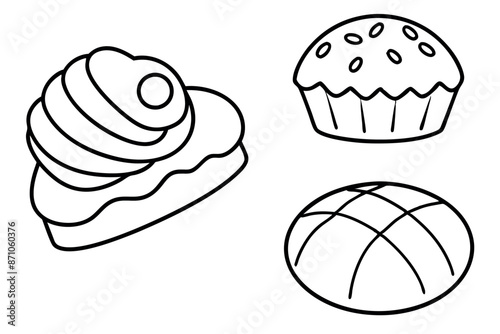 Pastries artistic line art elegant dessert display