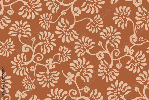 Traditional ethnic motifs ikat flora fabric pattern. Ikat embroidery Ethnic oriental background. Abstract, Texture, scarf, decoration, wallpaper.