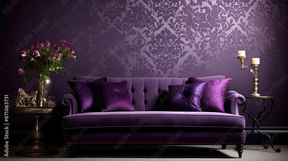 Obraz premium intricate purple damask