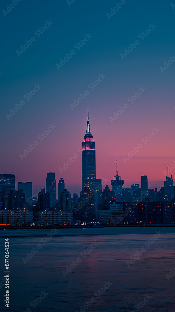 Fototapeta premium Beautiful gradient sky over city skyline