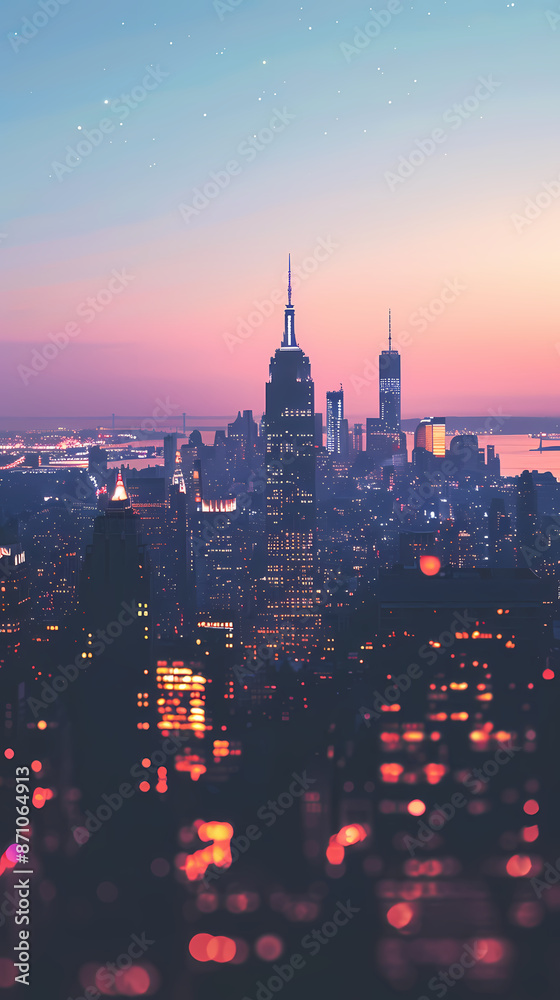 Beautiful gradient sky over city skyline Beautiful gradient sky over city skyline