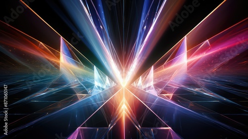 refracti light beams on transparent background photo