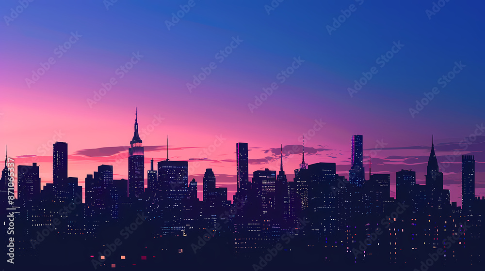 Beautiful gradient sky over city skyline Beautiful gradient sky over city skyline