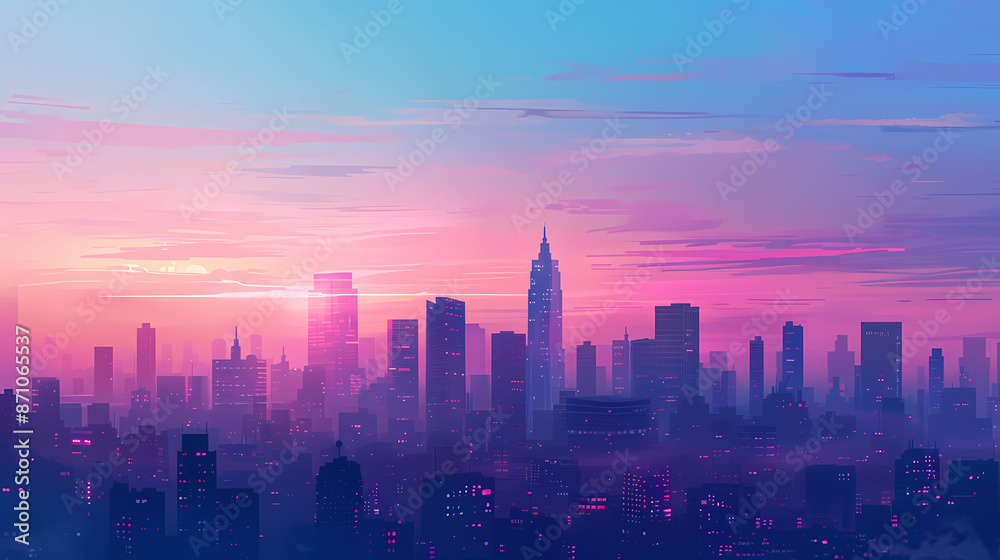 Fototapeta premium Beautiful gradient sky over city skyline