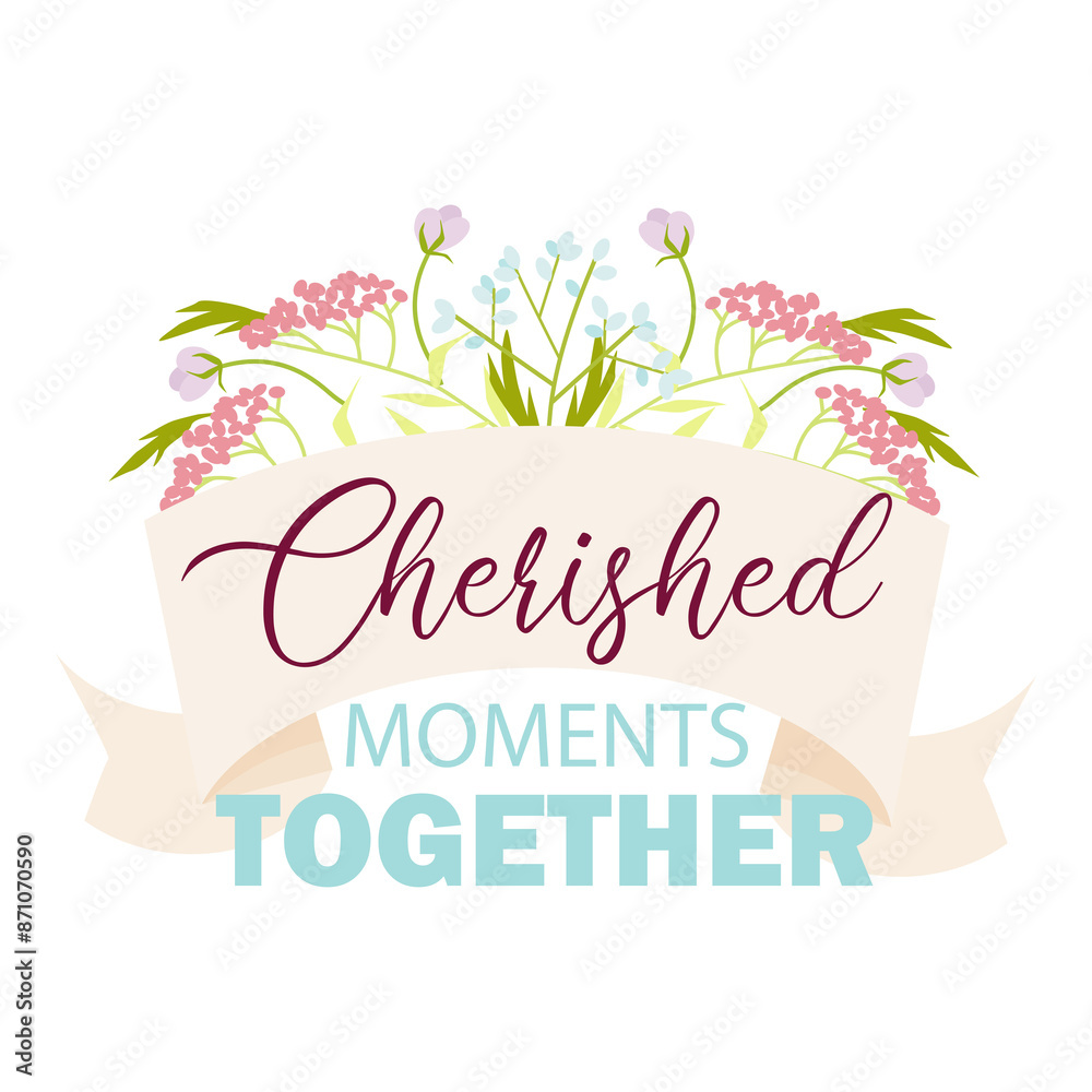Obraz premium Friendship lettering with flowers Cherished moments together