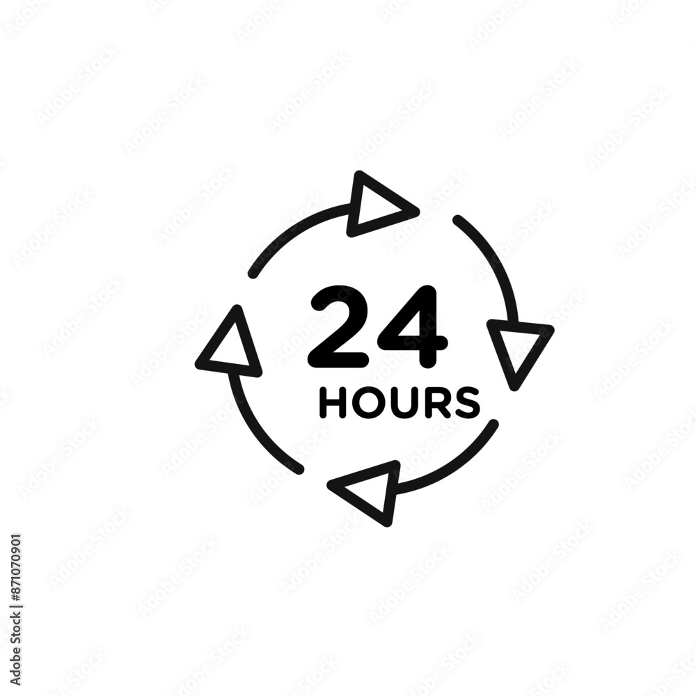 24 hours icon outline collection in black 24 hours icon outline collection in black