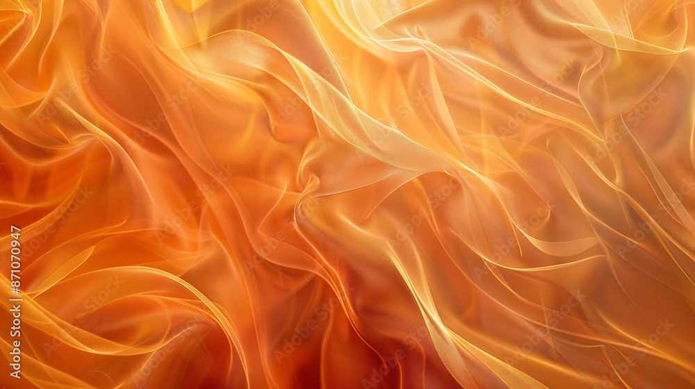 Fototapeta premium Abstract flowing orange and yellow silk fabric waves, creating a warm, fluid, and serene visual experience.