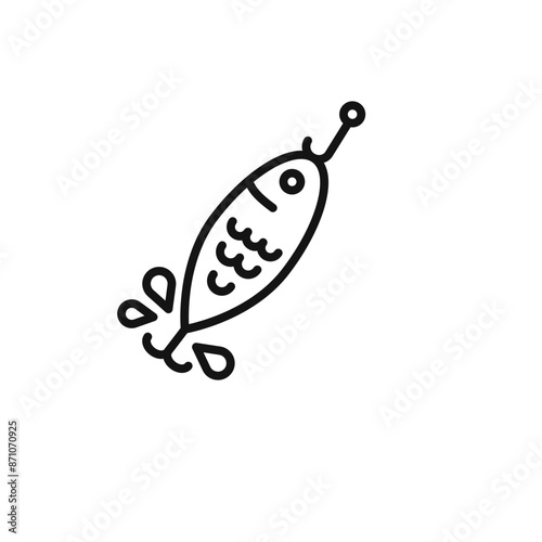 Bait Fishing Minnow icon outline collection in black
