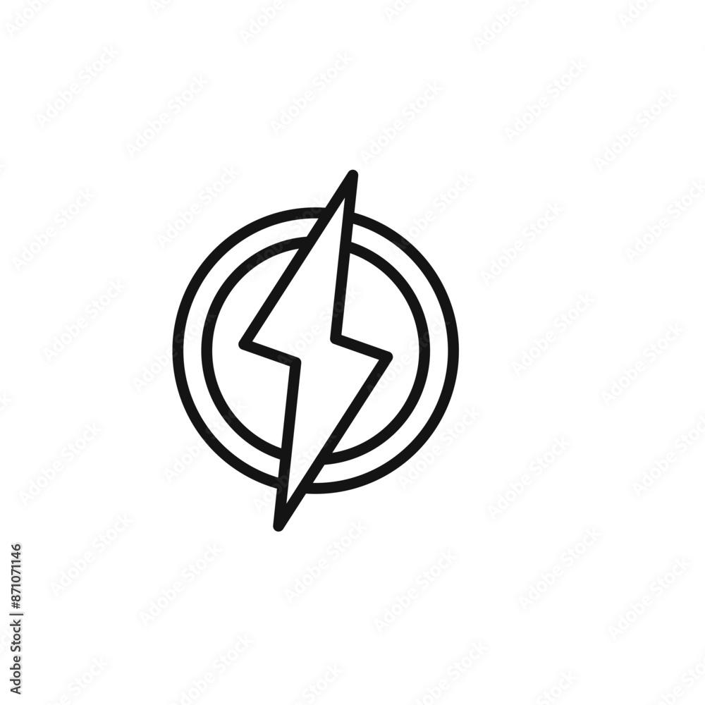 Lightning power charge icon outline collection in black Lightning power charge icon outline collection in black