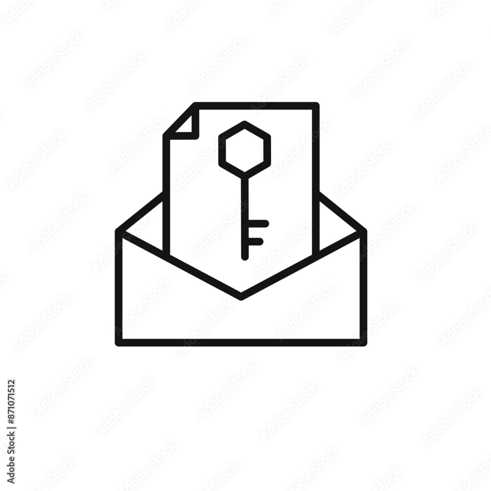 Email security key icon outline collection in black Email security key icon outline collection in black