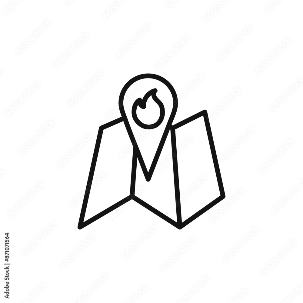 fire location icon outline collection in black fire location icon outline collection in black