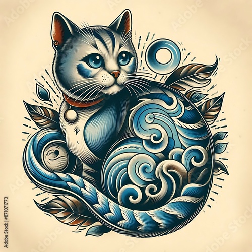 pattern with cat