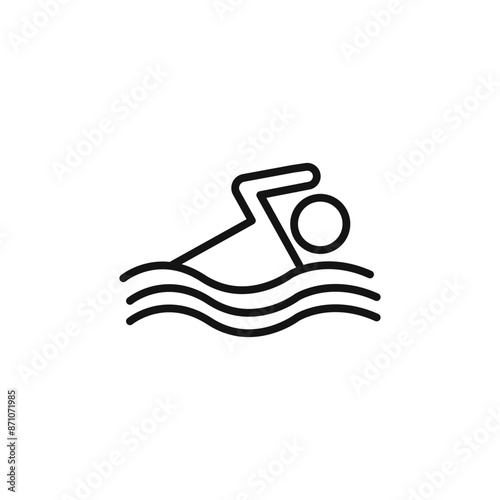swimming icon outline collection in black