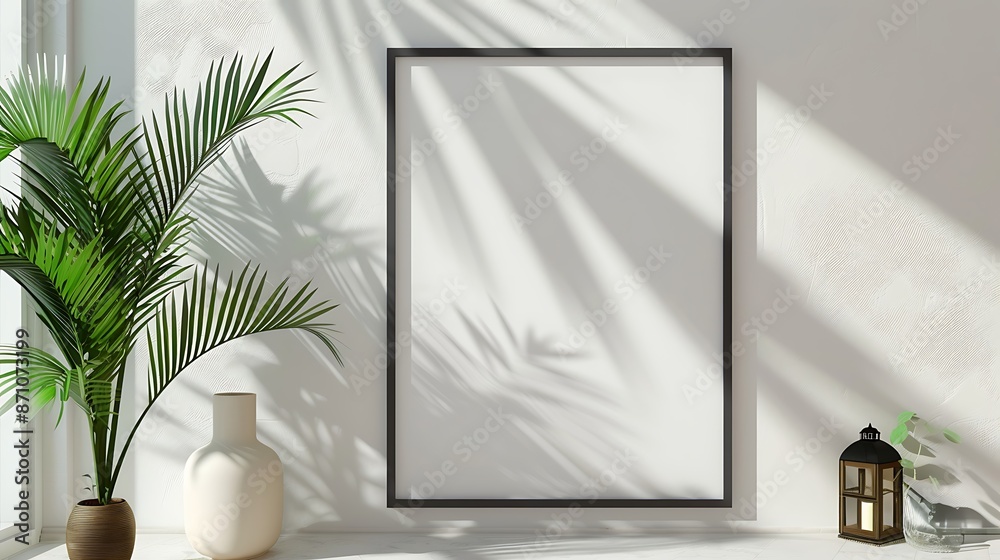 Fototapeta premium mock up poster frame in modern interior background