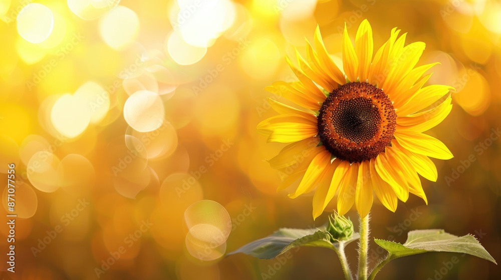 Obraz premium Sunflower with blurred background and room for text