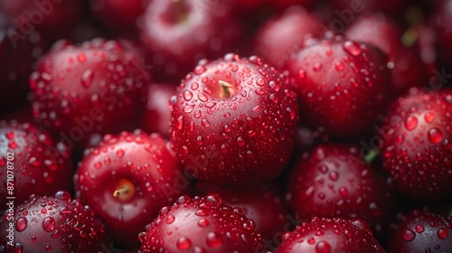 A Close-Up View of Dew-Kissed Cherries. Generative AI
