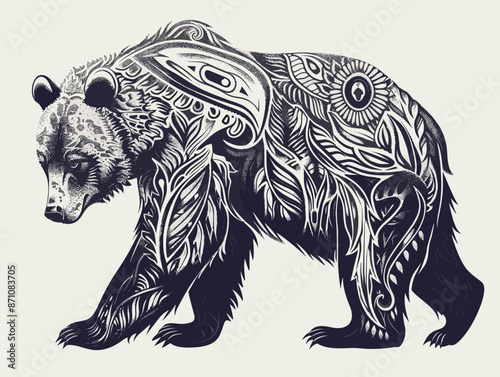 A bear with a lot of detail on it