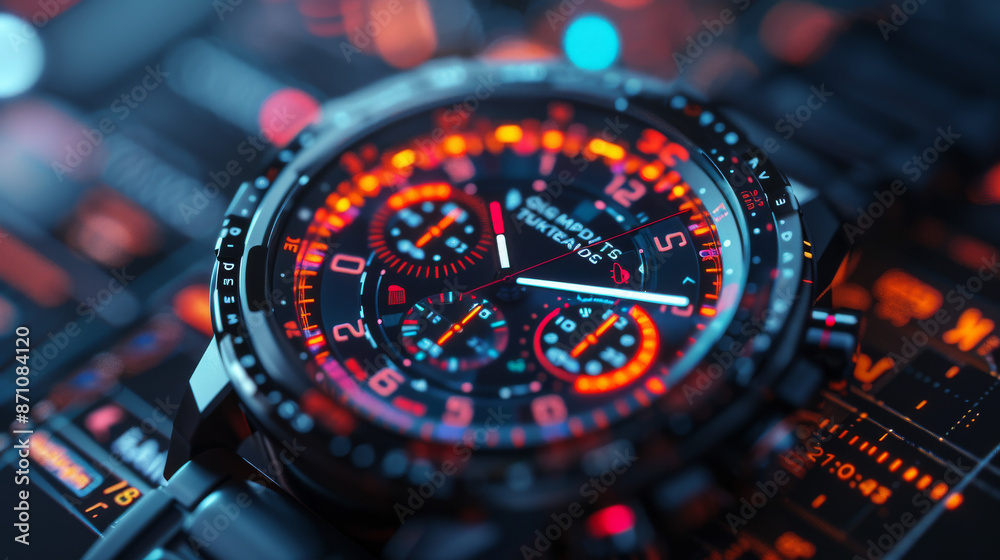 Obraz premium Futuristic Smart Watch with Health Monitoring