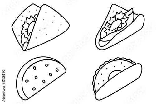 Quesadillas hand-sketched line art food illustration style