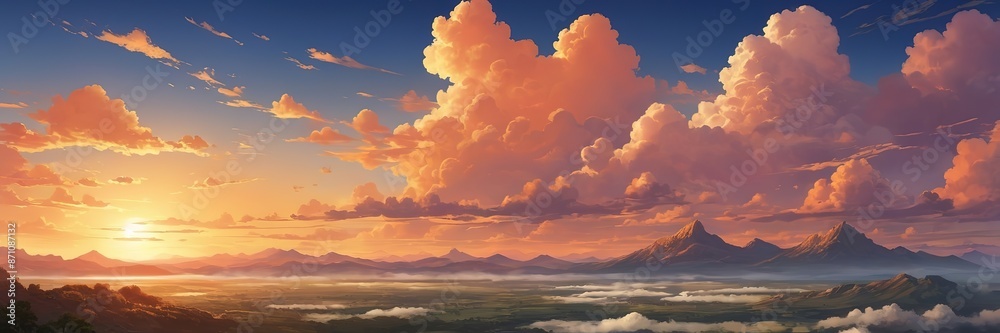 Sunset view with clouds background Sunset view with clouds background