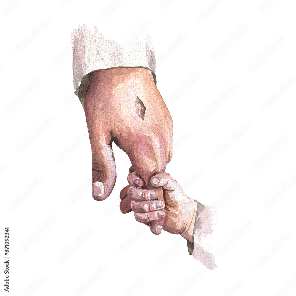 Watercolor Illustration of the Hand of Jesus Christ holding a child's ...