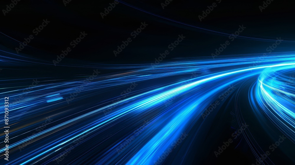 High speed motion curve lines with light neon effect.