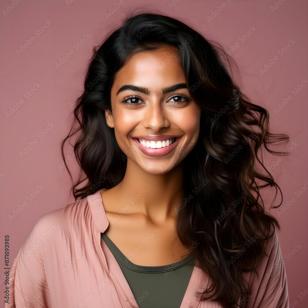 portrait of a young woman on pink background. portrait of a young woman on pink background.