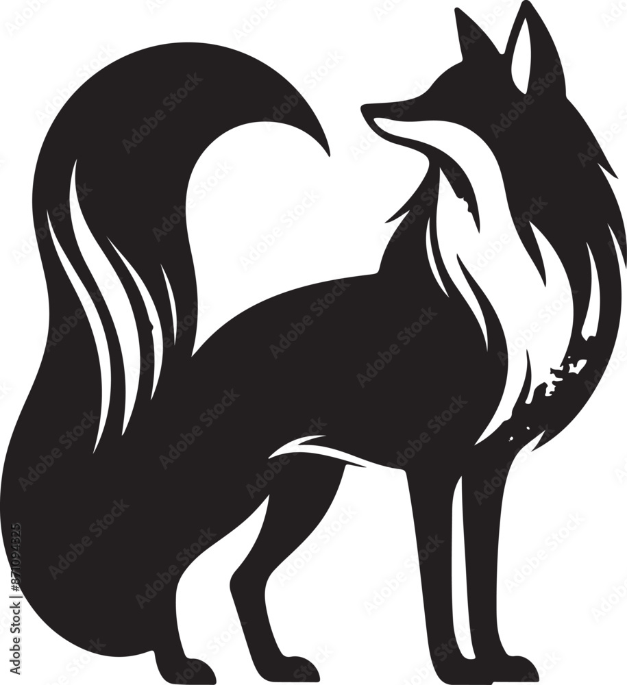 Fototapeta premium fox silhouette Vector Design on white background