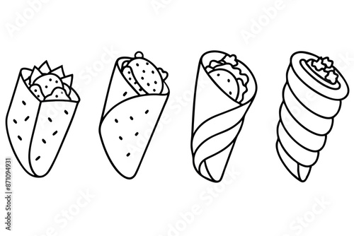 Shawarma line art design charming Mediterranean cuisine collection